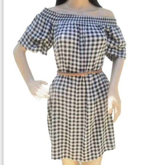 Women's Checkered Mini Dress With Pockets S NWOT - Picture 1 of 7